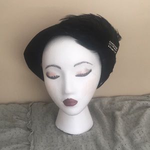 Wool and Feather Black Vintage hat